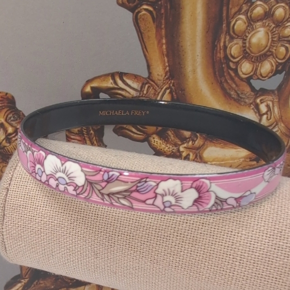 Floral Pink Enamel Bracelet - Picture 3 of 7